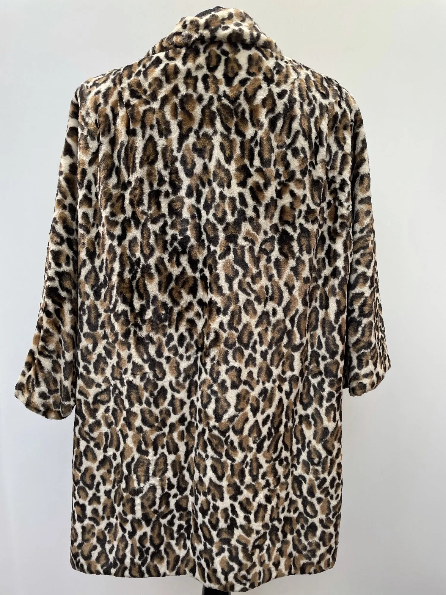1950s Faux Leopard Fur Cape Coat - Size 16