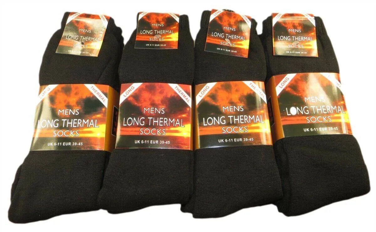 6 Pack Men's Thermal Boot Socks Warm Work Socks Reinforced Heel Toe Support Insulated for Hiking Camping UK 6-11 EUR 39-45 Black Navy Grey by Sock Stack