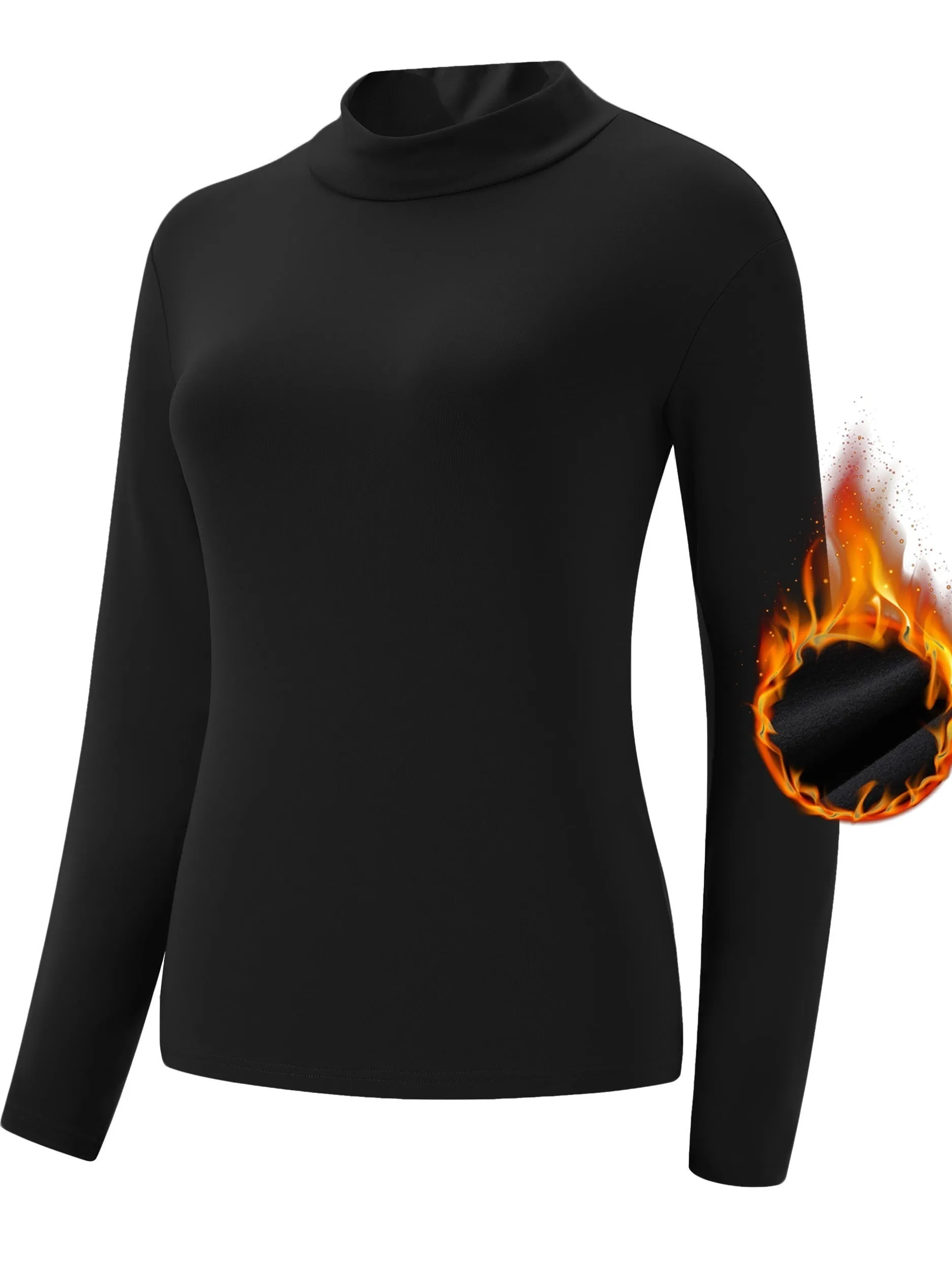 A Set Of Three - Women's Thermal Underwear With Long Sleeves And High Neck, Warm And Comfortable Top, Basic Layer Sleepwear Home Clothes, For Fall And Winter