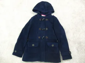 Aeropostale Women Hoodie Duffle Coat Long Sleeve Buckle Closure Navy Blue Size M