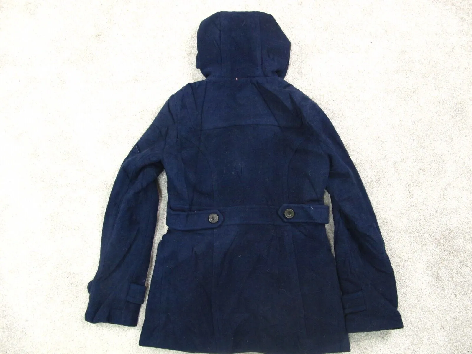 Aeropostale Women Hoodie Duffle Coat Long Sleeve Buckle Closure Navy Blue Size M