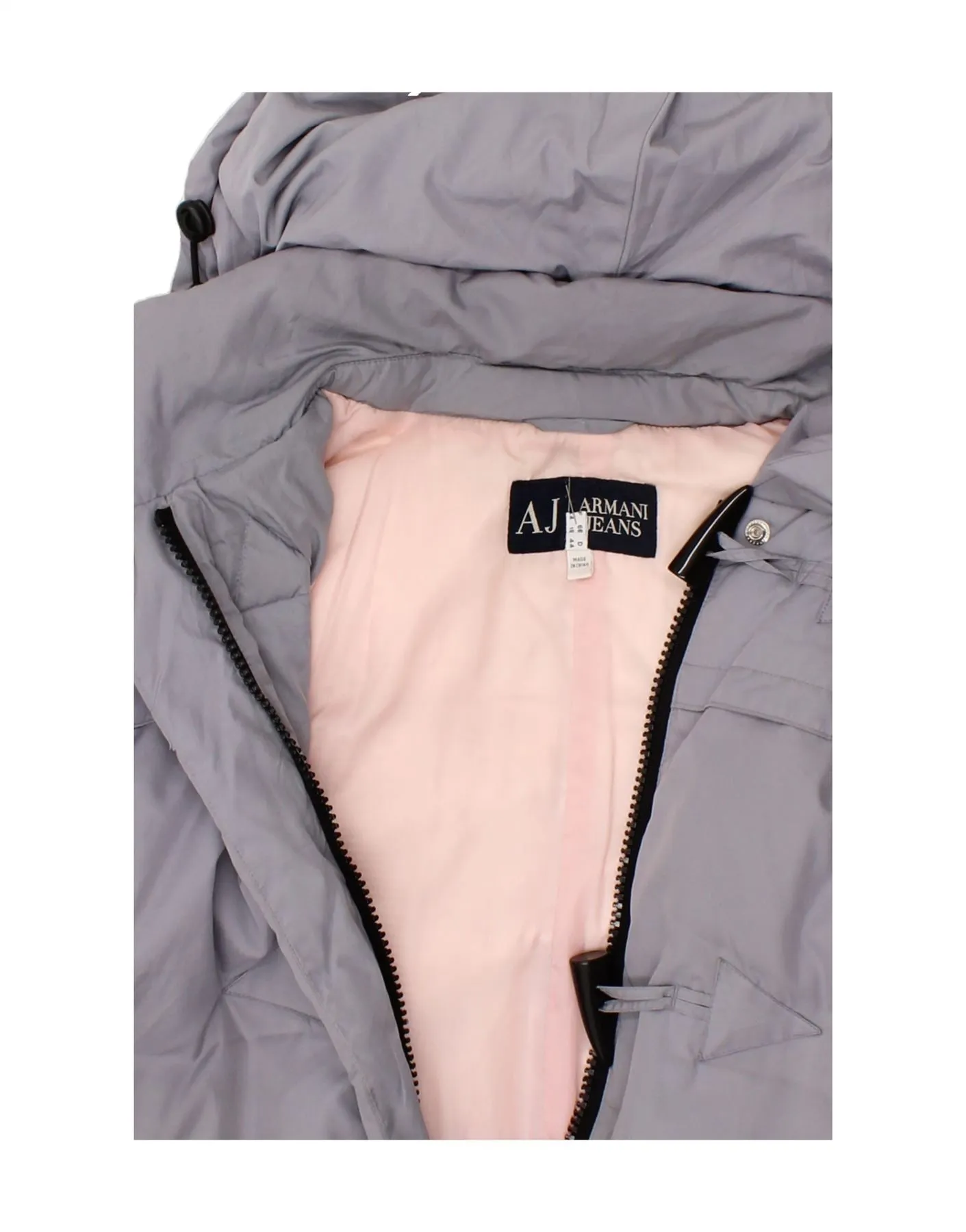 ARMANI JEANS Womens Hooded Duffle Coat UK 18 XL Grey Polyester