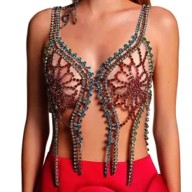 Backless Sexy Flower Crystal Fringe Tank Top