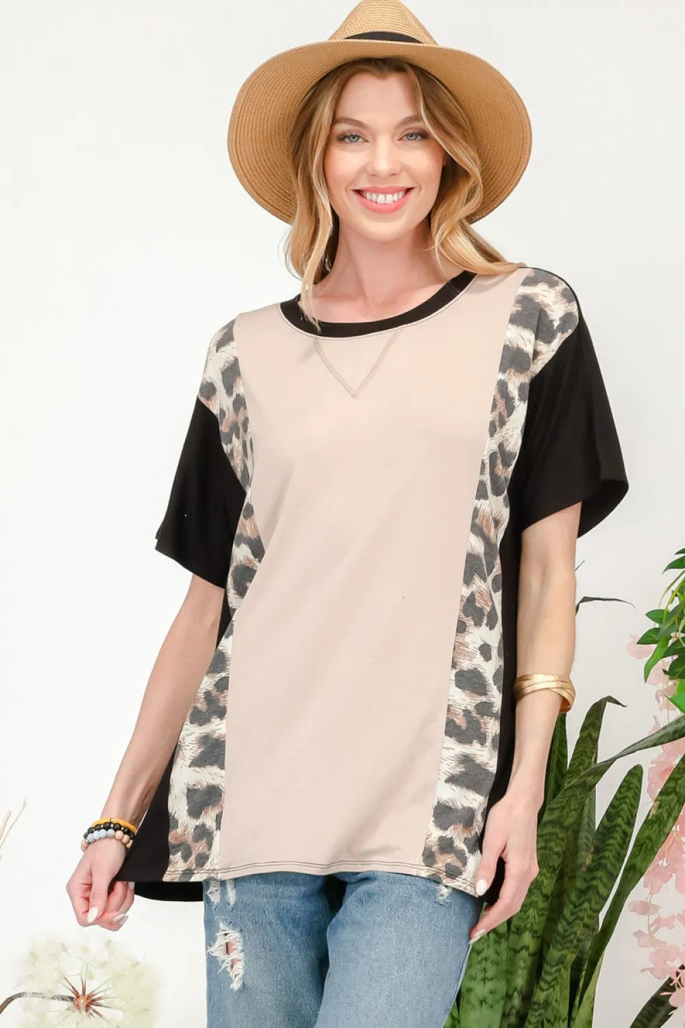 Celeste Leopard Color Block T-Shirt
