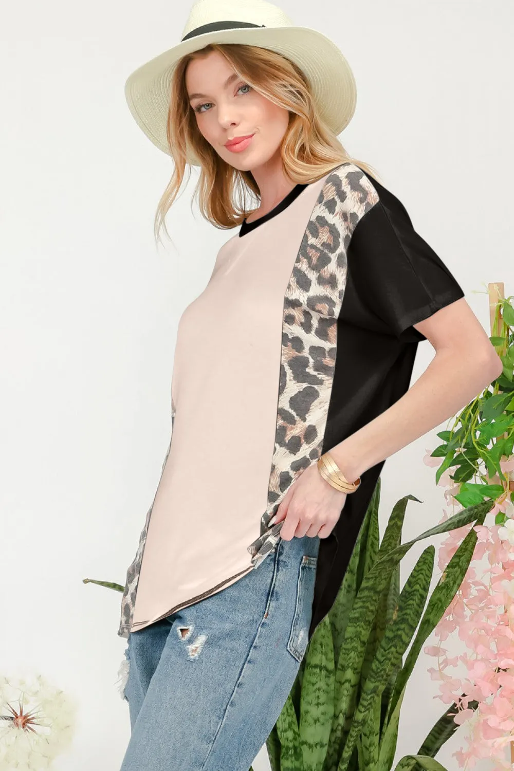 Celeste Leopard Color Block T-Shirt