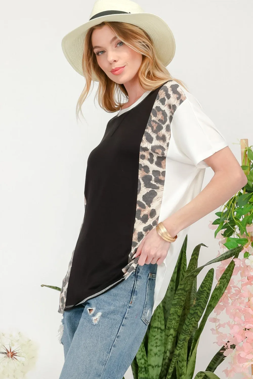 Celeste Leopard Color Block T-Shirt