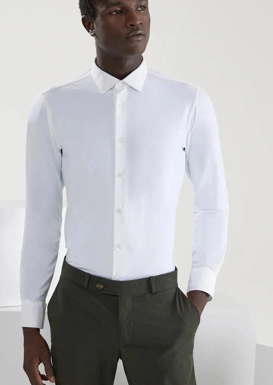 Chemise unie RRD ajustée blanche en coton stretch