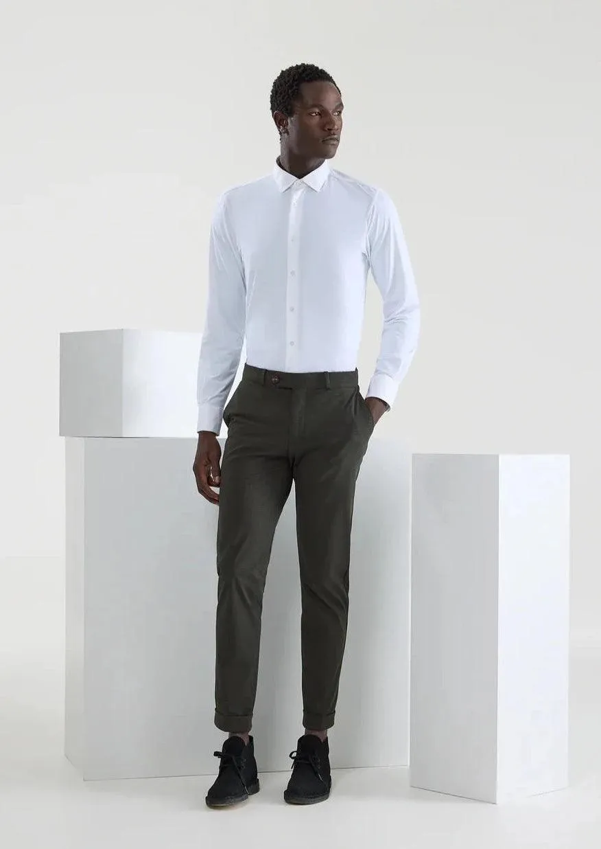 Chemise unie RRD ajustée blanche en coton stretch