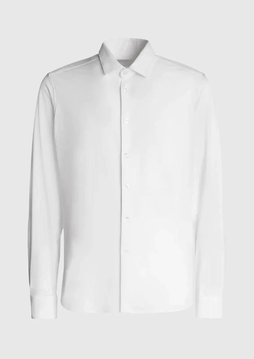 Chemise unie RRD ajustée blanche en coton stretch