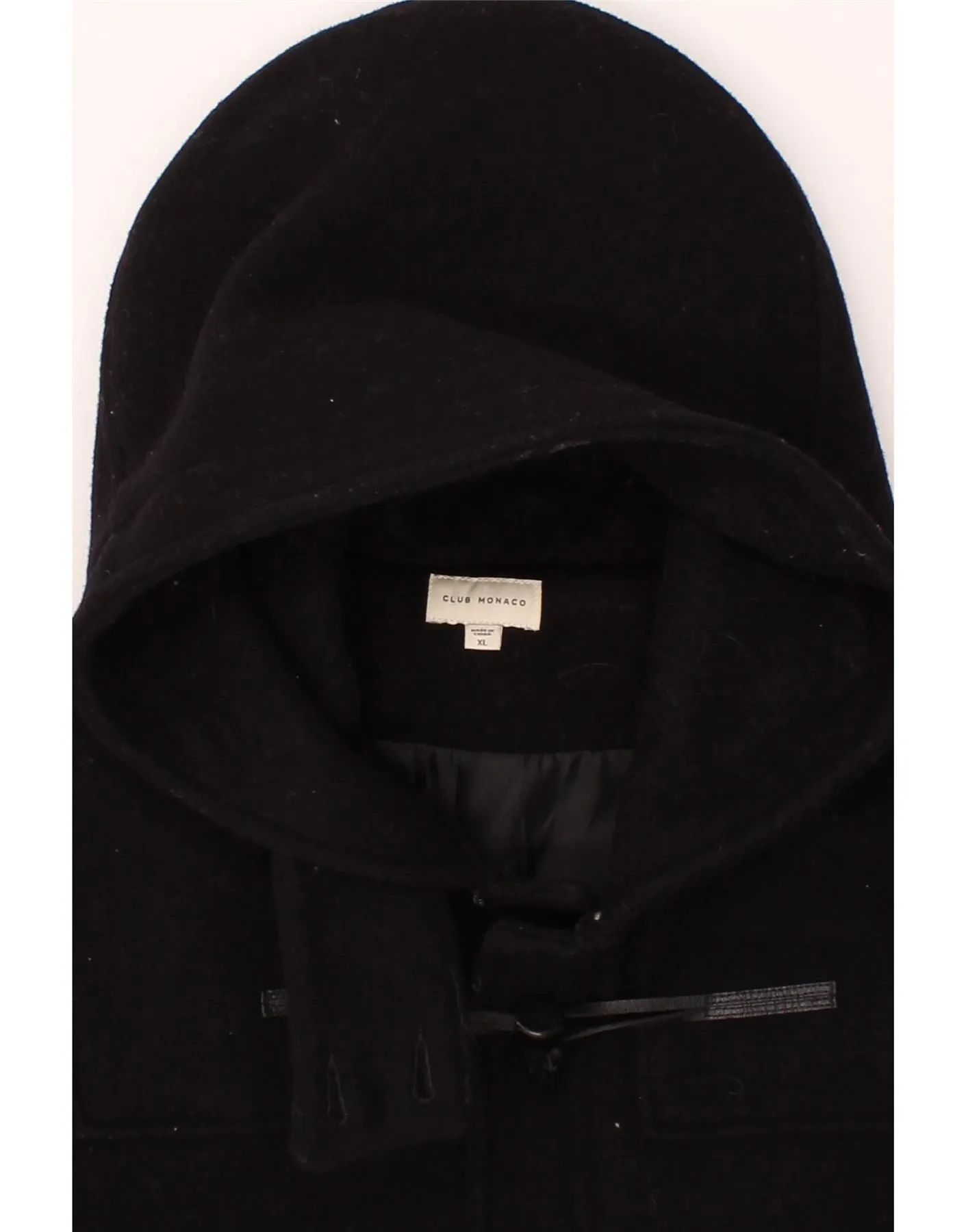 CLUB MONACO Womens Hooded Duffle Coat UK 18 XL Black Wool