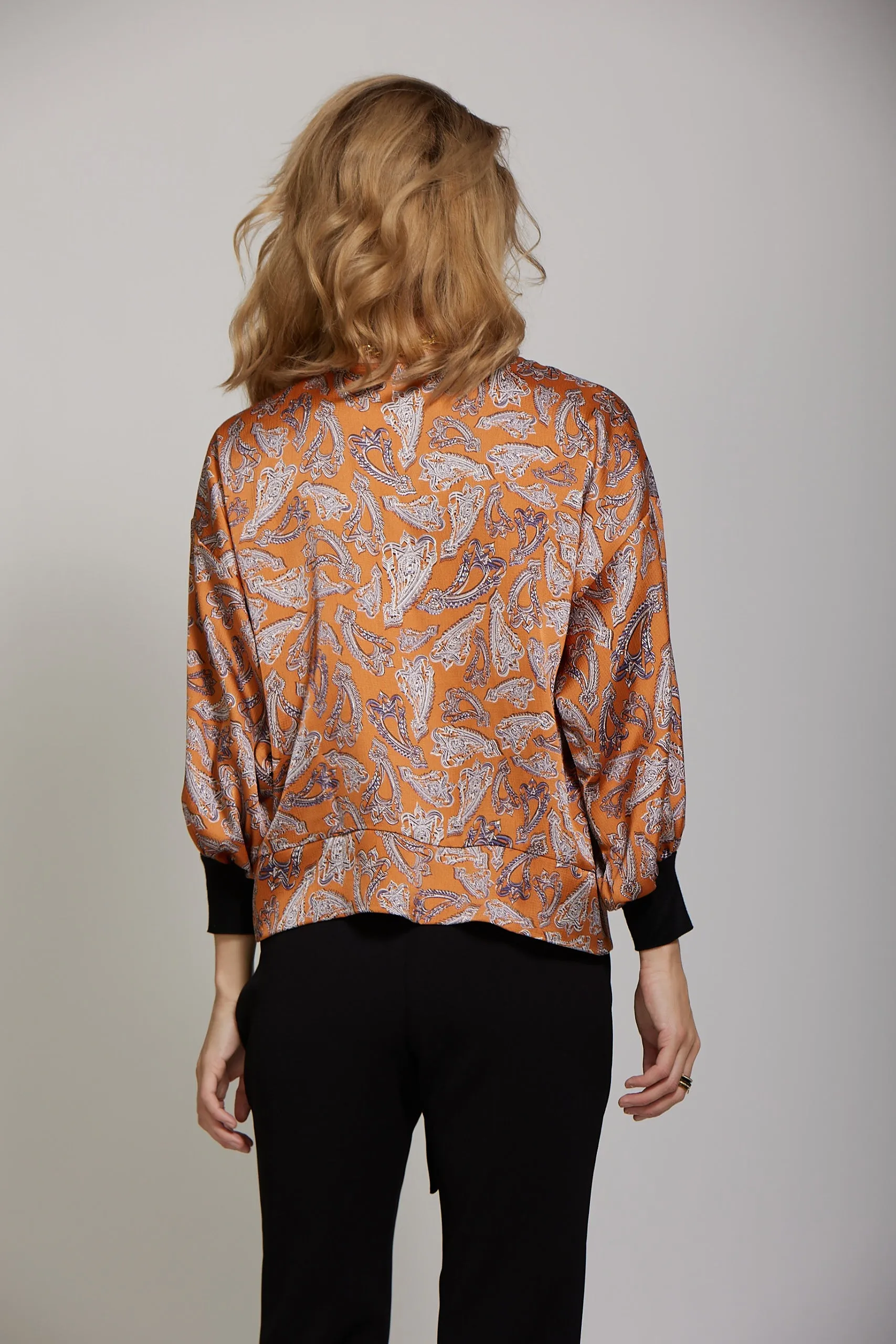 Cuff Sleeve Top - Rust Paisley print