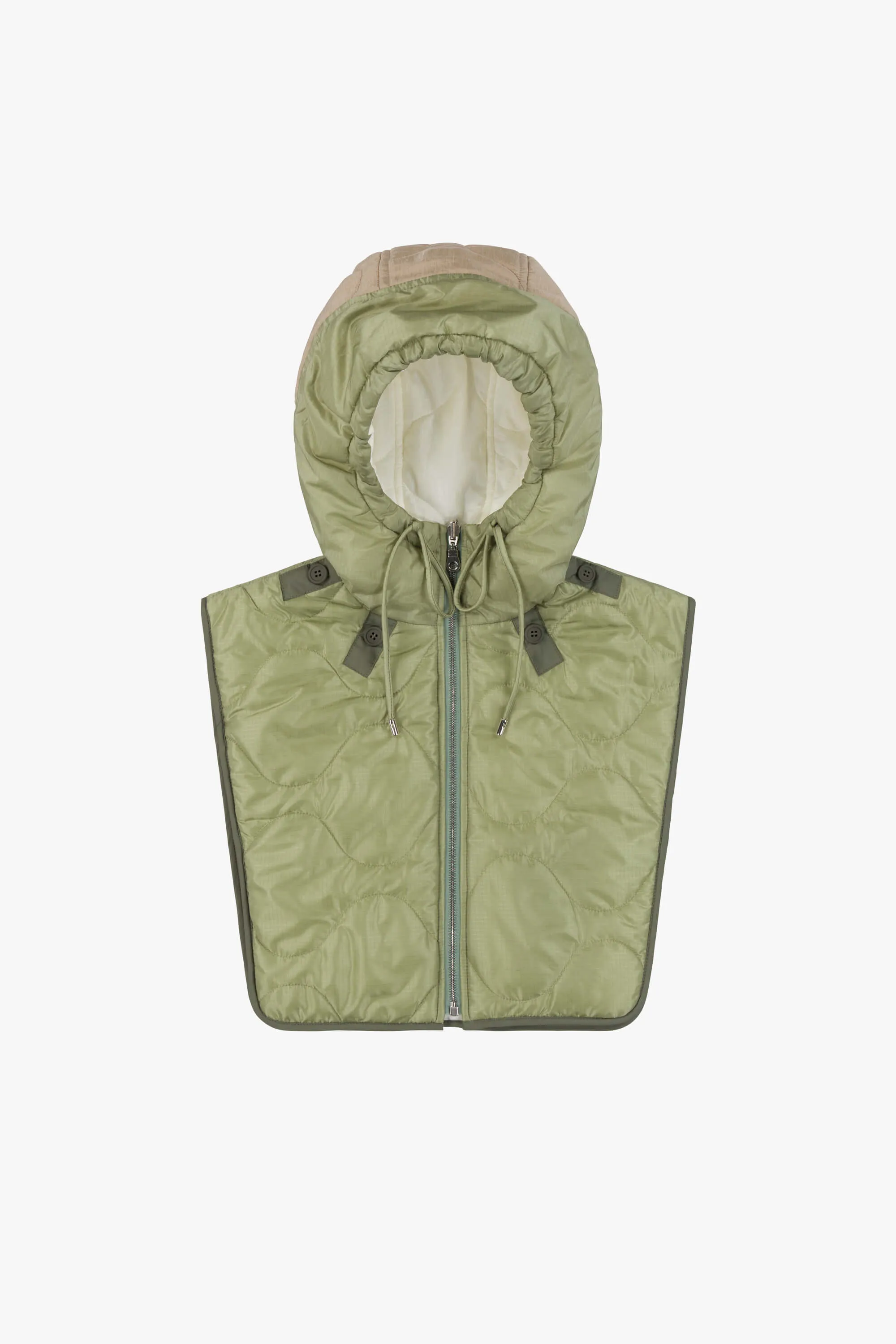 Elements Quilt Zip Hood - Pale Sage / White