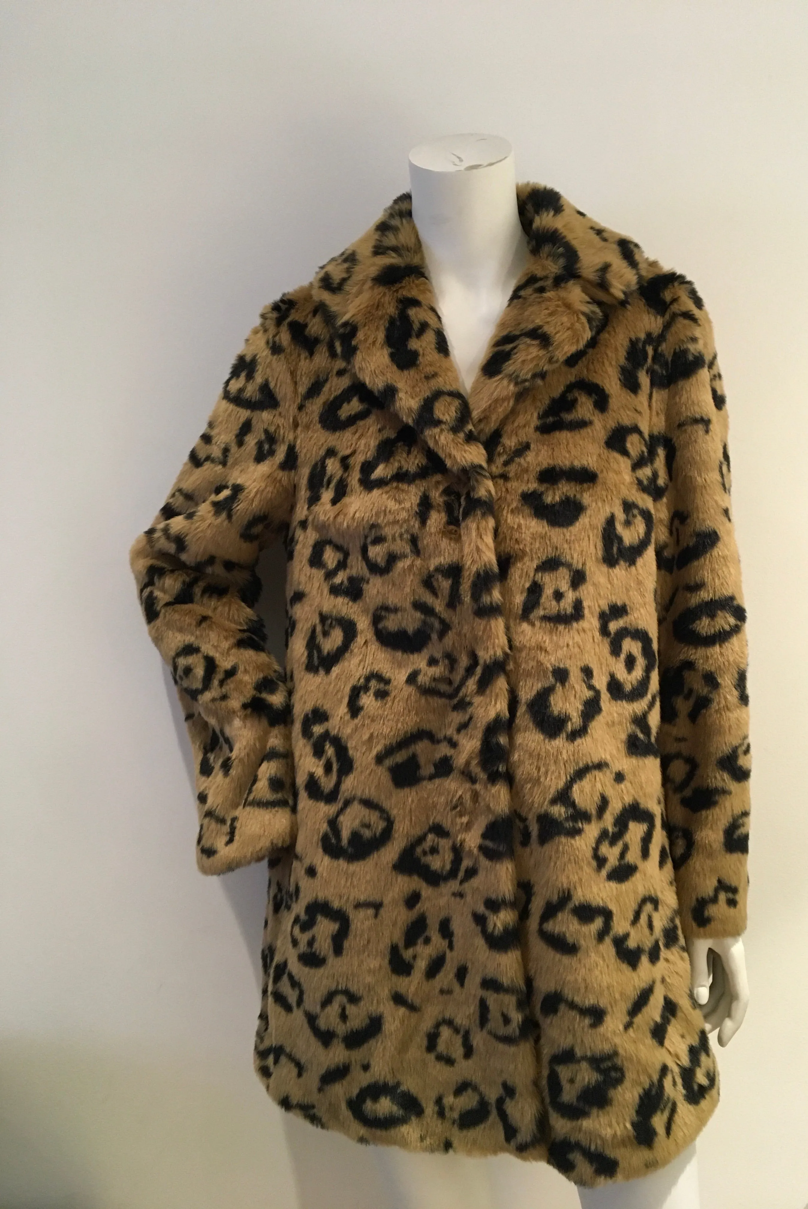 Essentiel Antwerp Leopard Print Faux Fur Coat 38 US 6 UK 10 ladies