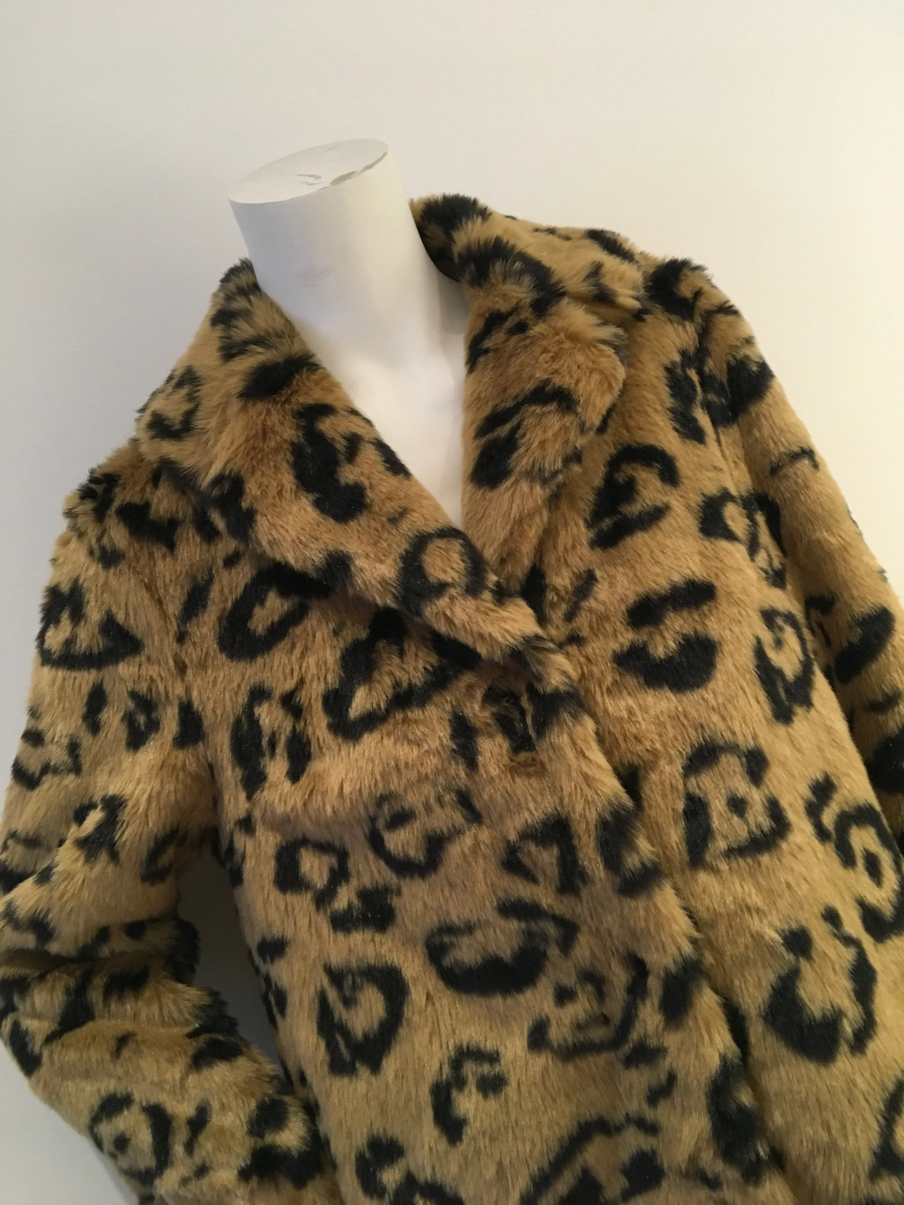 Essentiel Antwerp Leopard Print Faux Fur Coat 38 US 6 UK 10 ladies