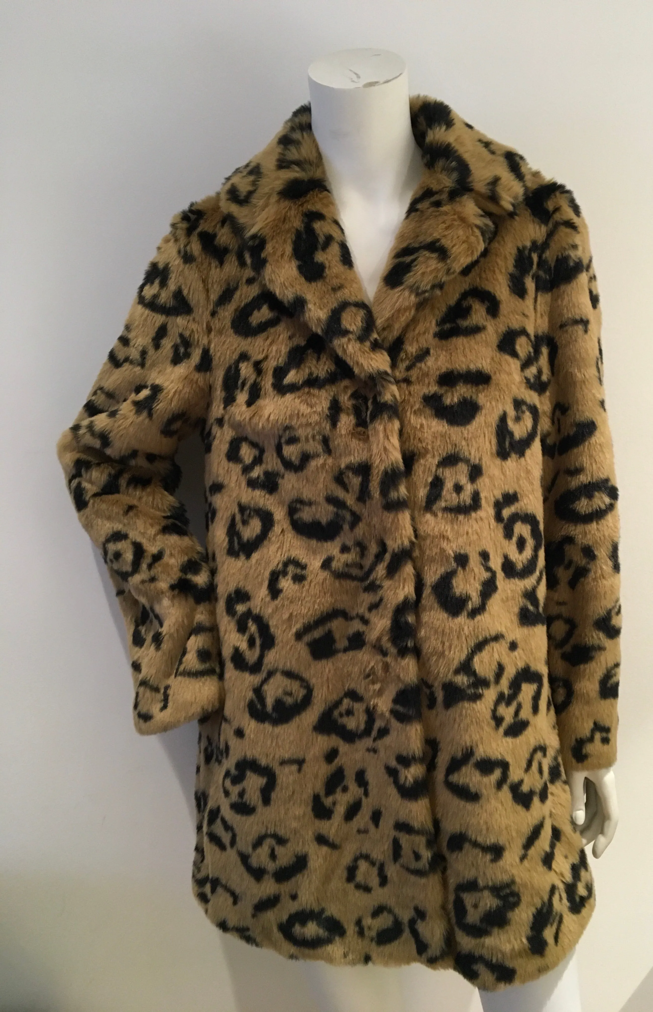 Essentiel Antwerp Leopard Print Faux Fur Coat 38 US 6 UK 10 ladies