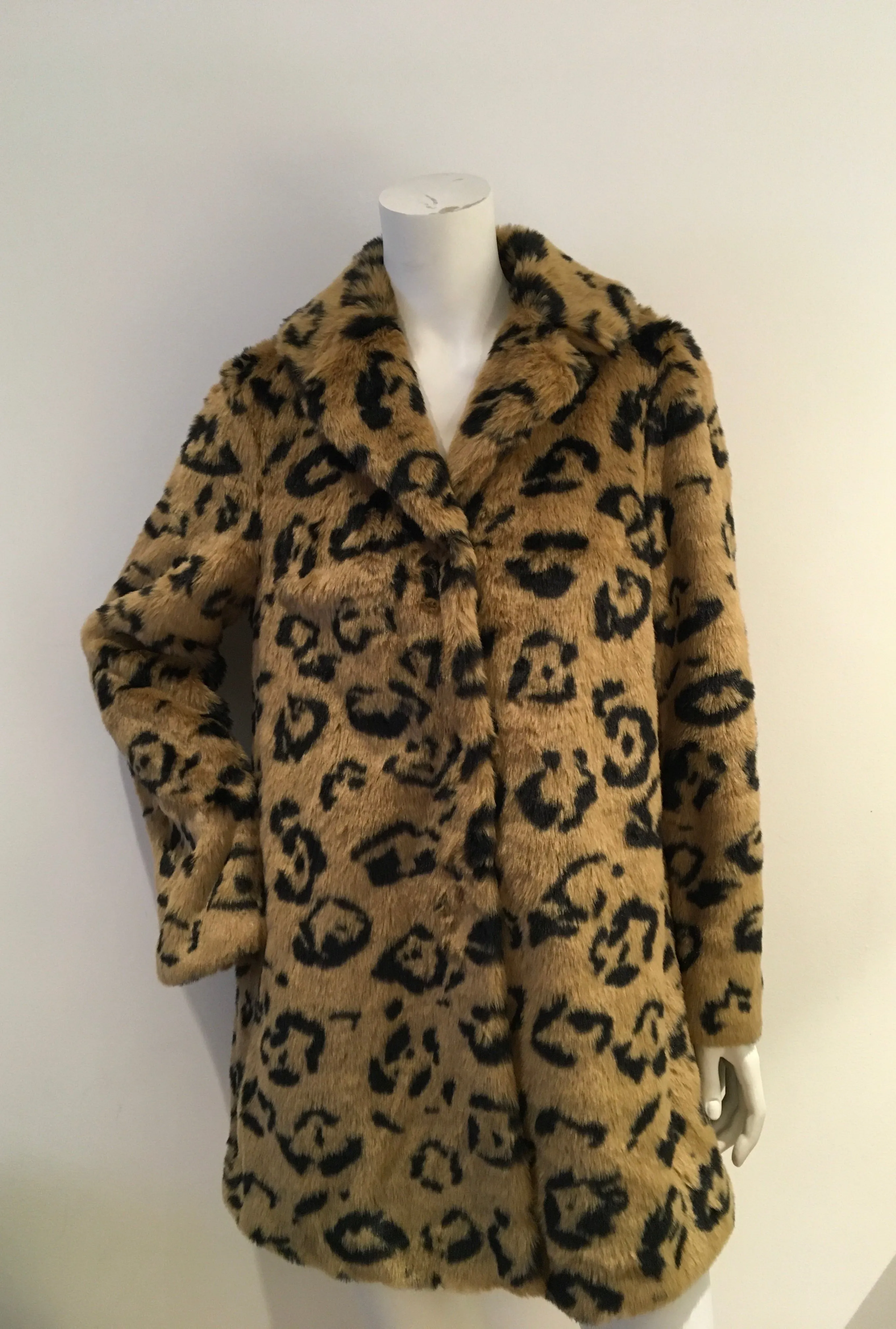 Essentiel Antwerp Leopard Print Faux Fur Coat 38 US 6 UK 10 ladies