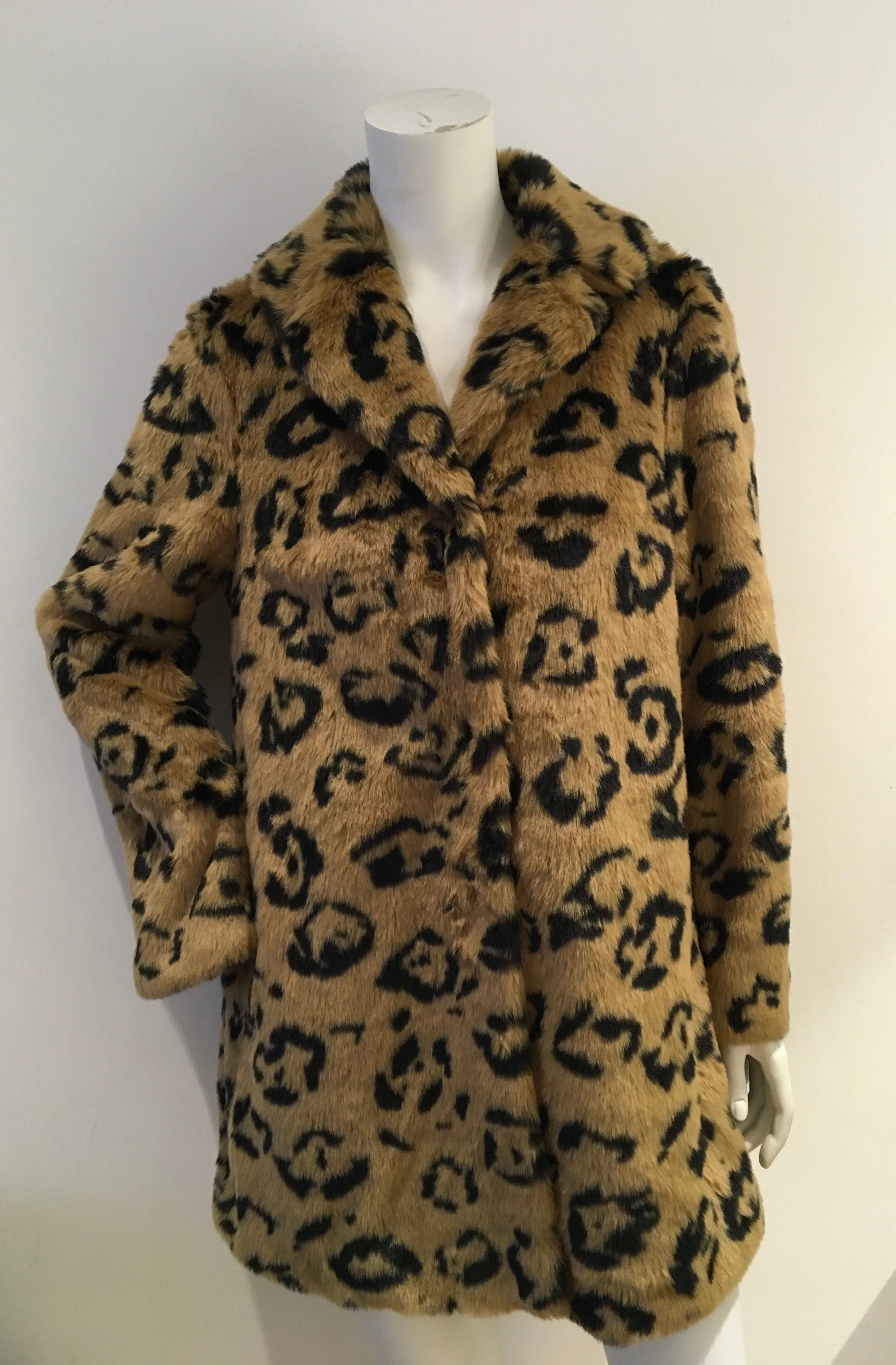 Essentiel Antwerp Leopard Print Faux Fur Coat 38 US 6 UK 10 ladies