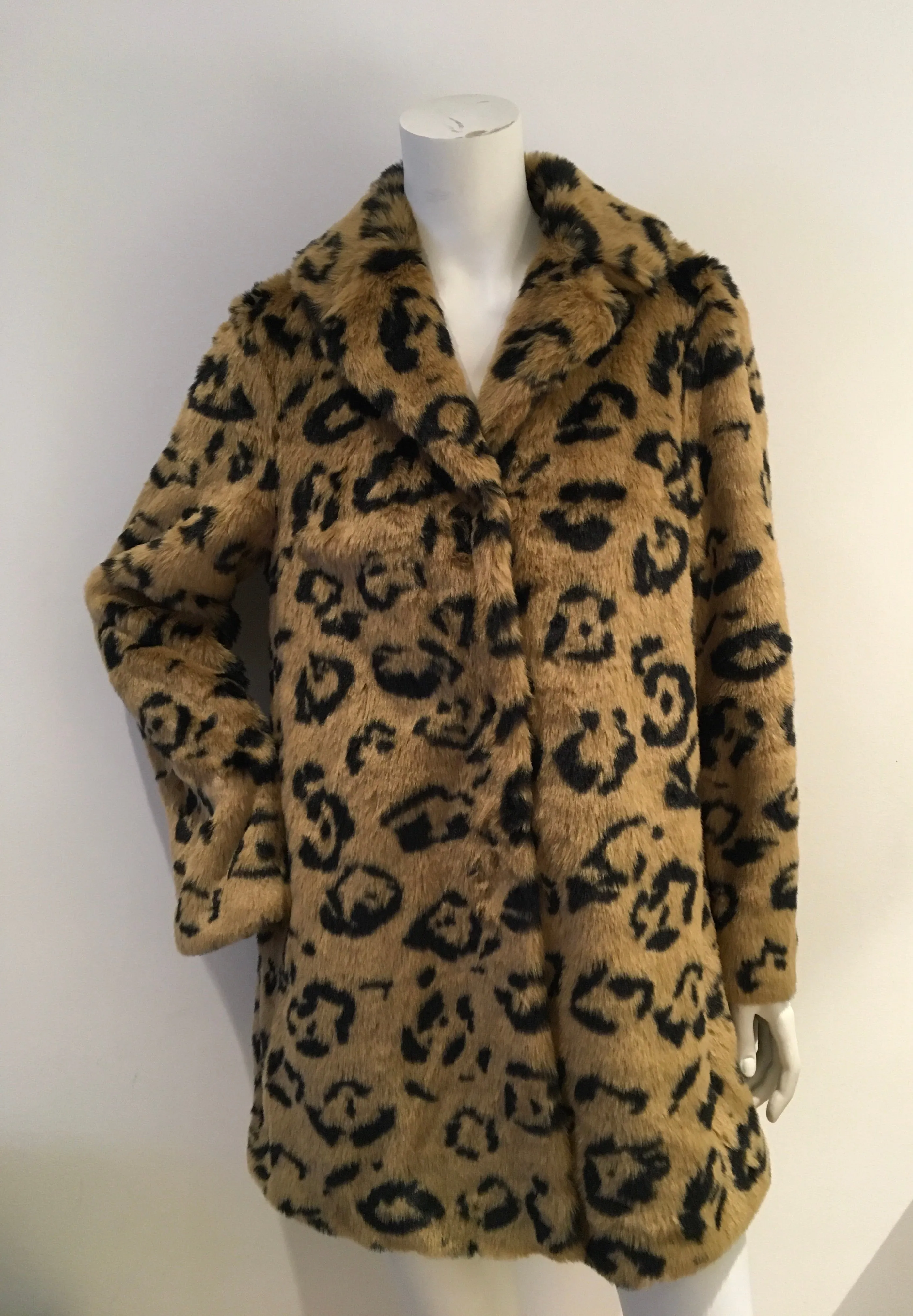 Essentiel Antwerp Leopard Print Faux Fur Coat 38 US 6 UK 10 ladies