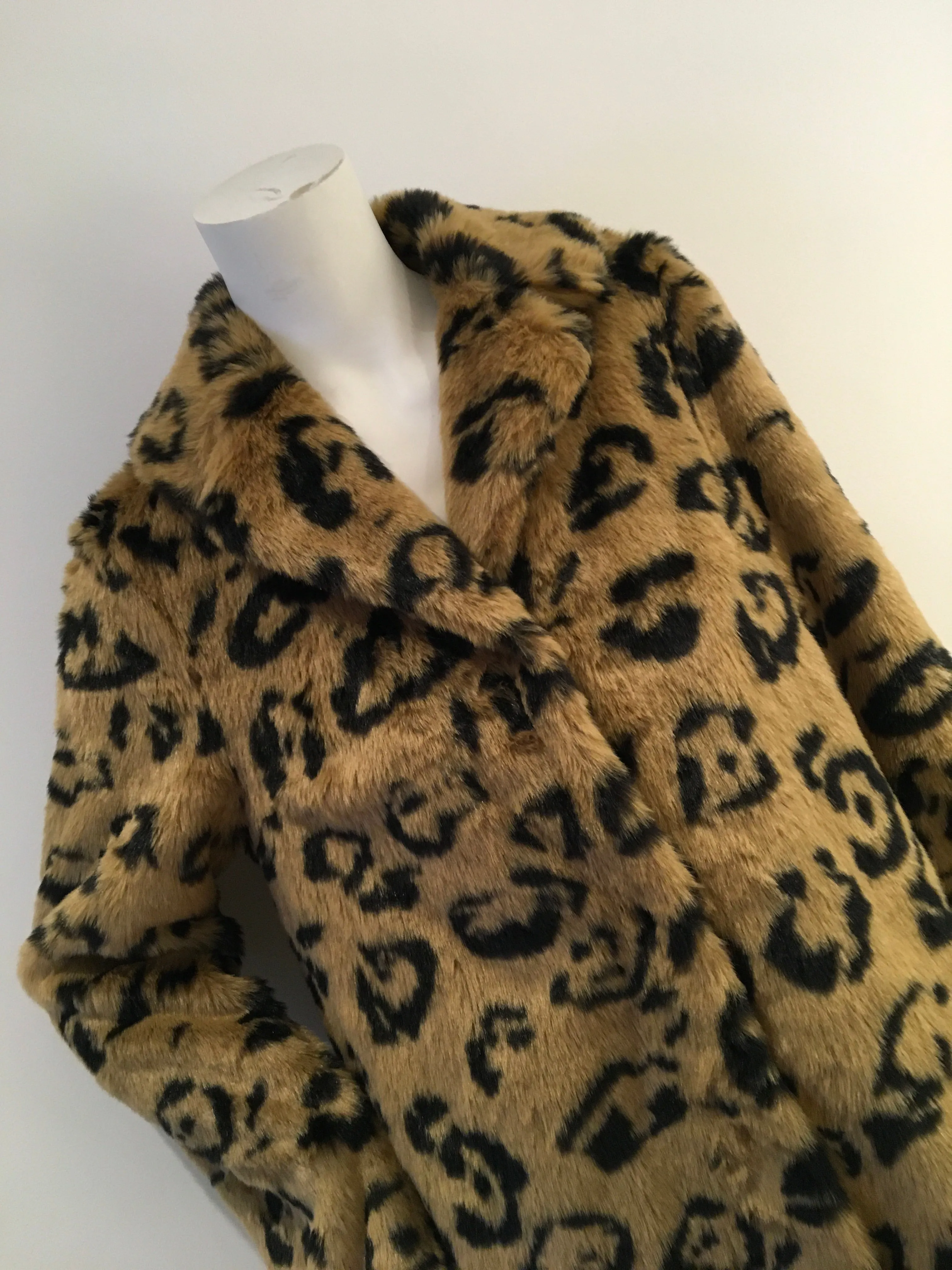 Essentiel Antwerp Leopard Print Faux Fur Coat 38 US 6 UK 10 ladies