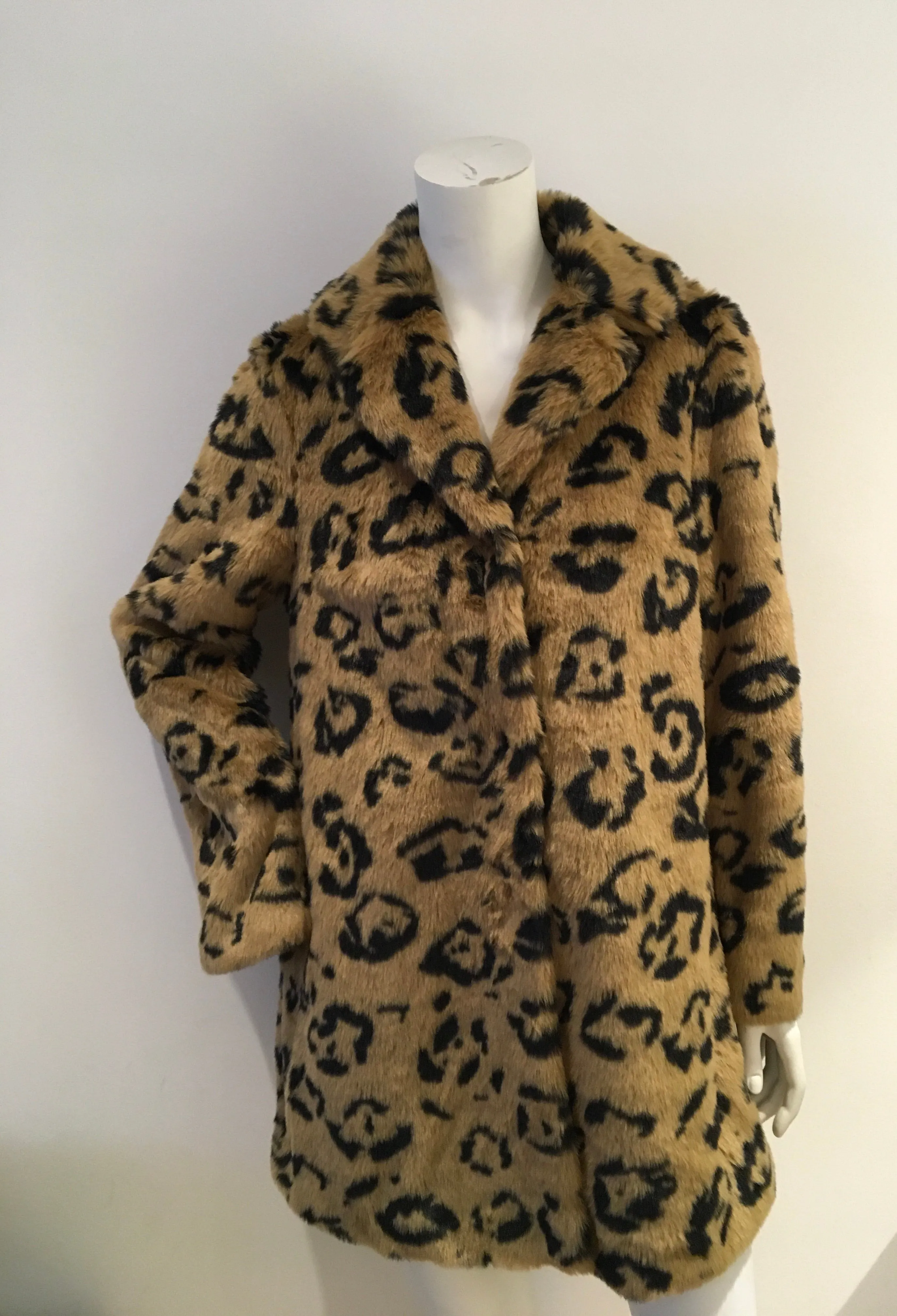 Essentiel Antwerp Leopard Print Faux Fur Coat 38 US 6 UK 10 ladies