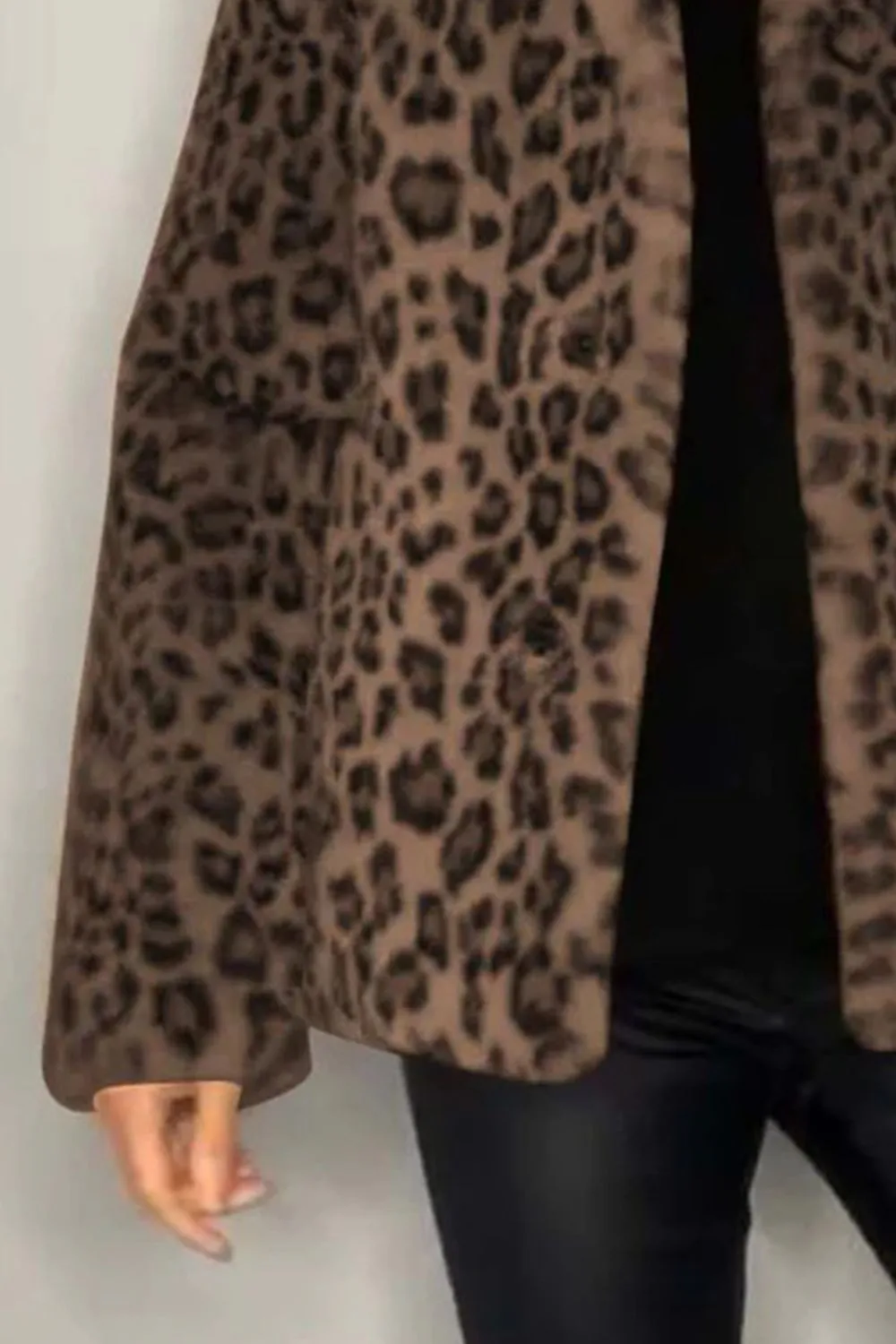 Full-Size Leopard Faux Fur Coat – Bold, Fierce & Chic