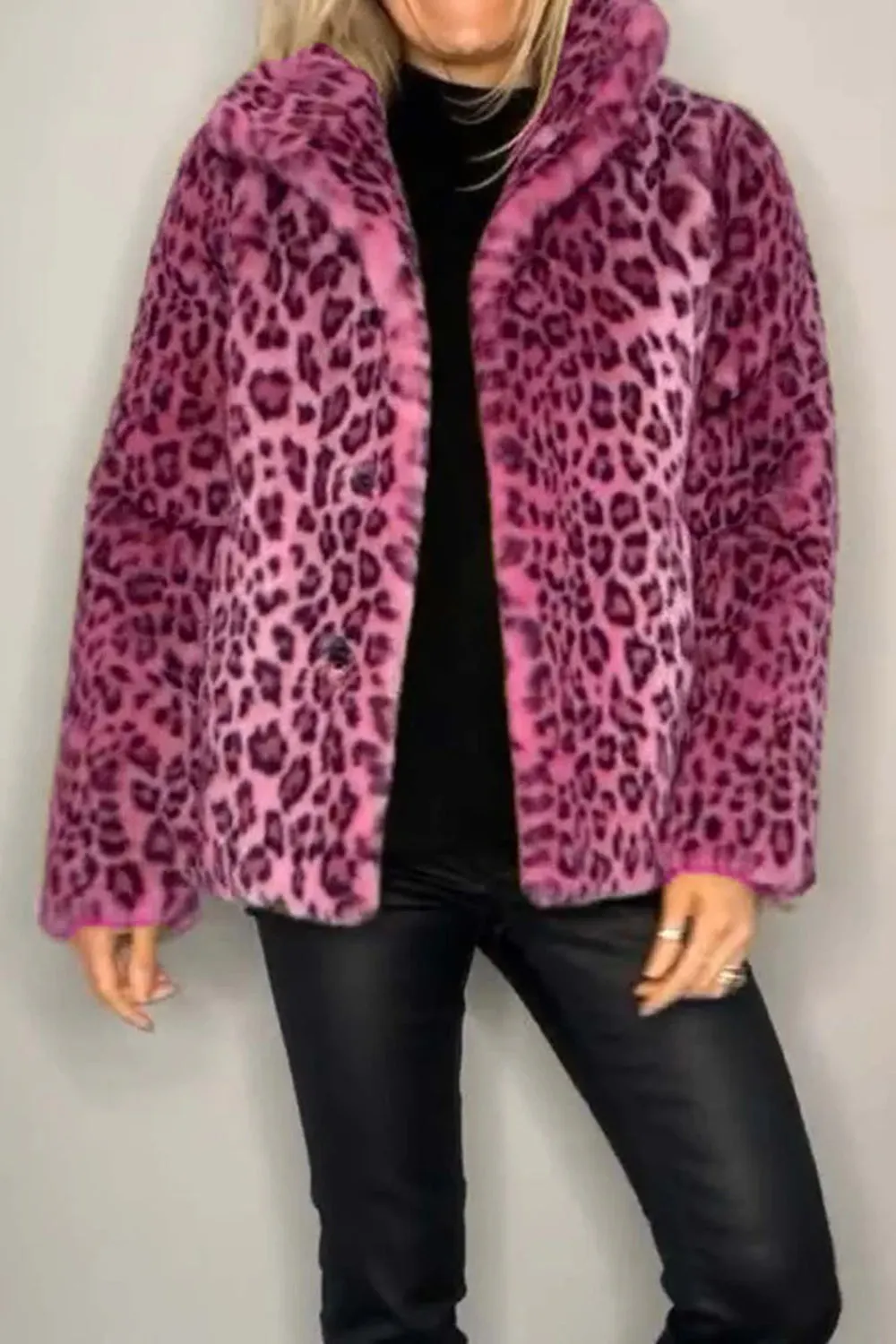 Full-Size Leopard Faux Fur Coat – Bold, Fierce & Chic