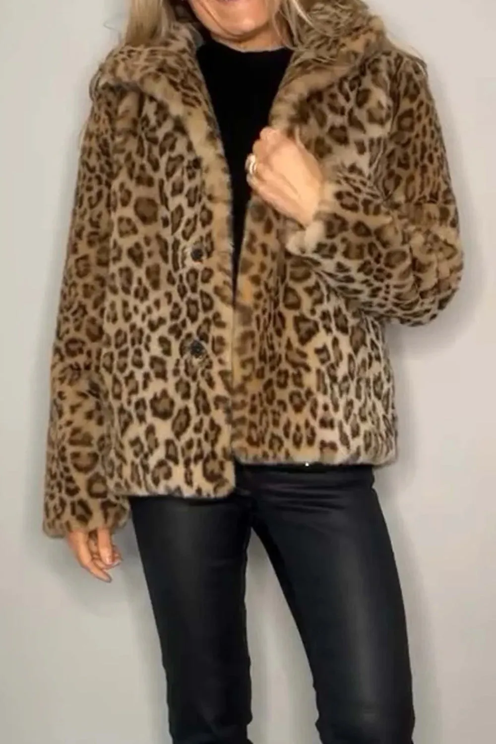 Full-Size Leopard Faux Fur Coat – Bold, Fierce & Chic