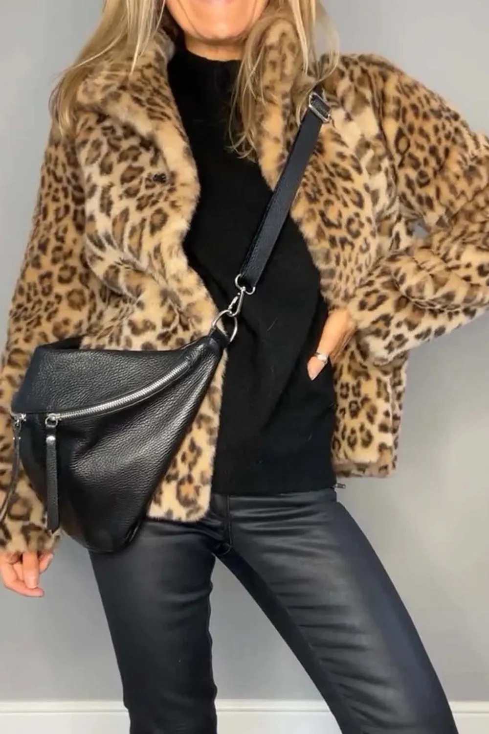 Full-Size Leopard Faux Fur Coat – Bold, Fierce & Chic