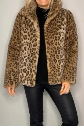 Full-Size Leopard Faux Fur Coat – Bold, Fierce & Chic