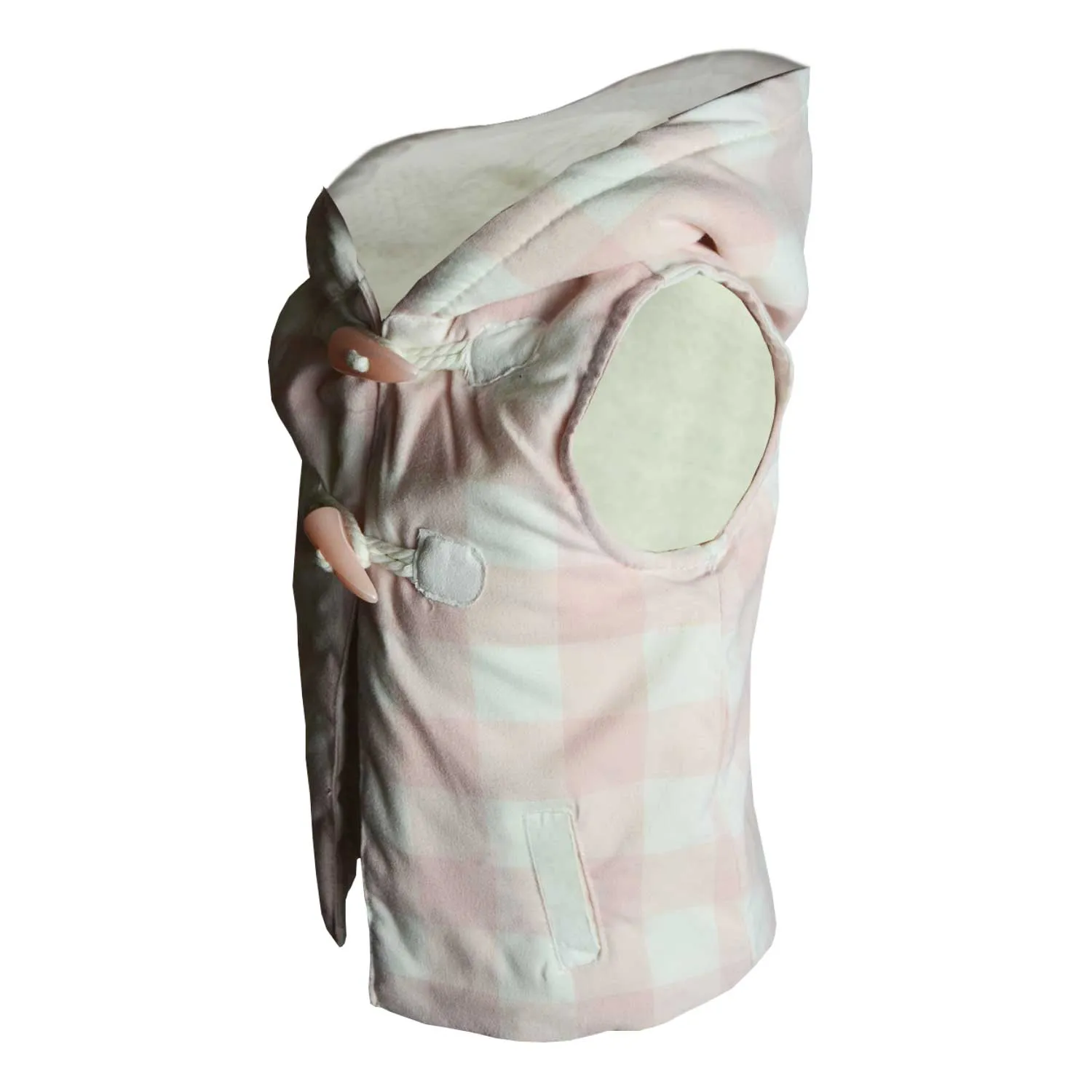 Girls Hooded Gilet | Pink and White Check | Faux Fur Lining | 9-24 Months