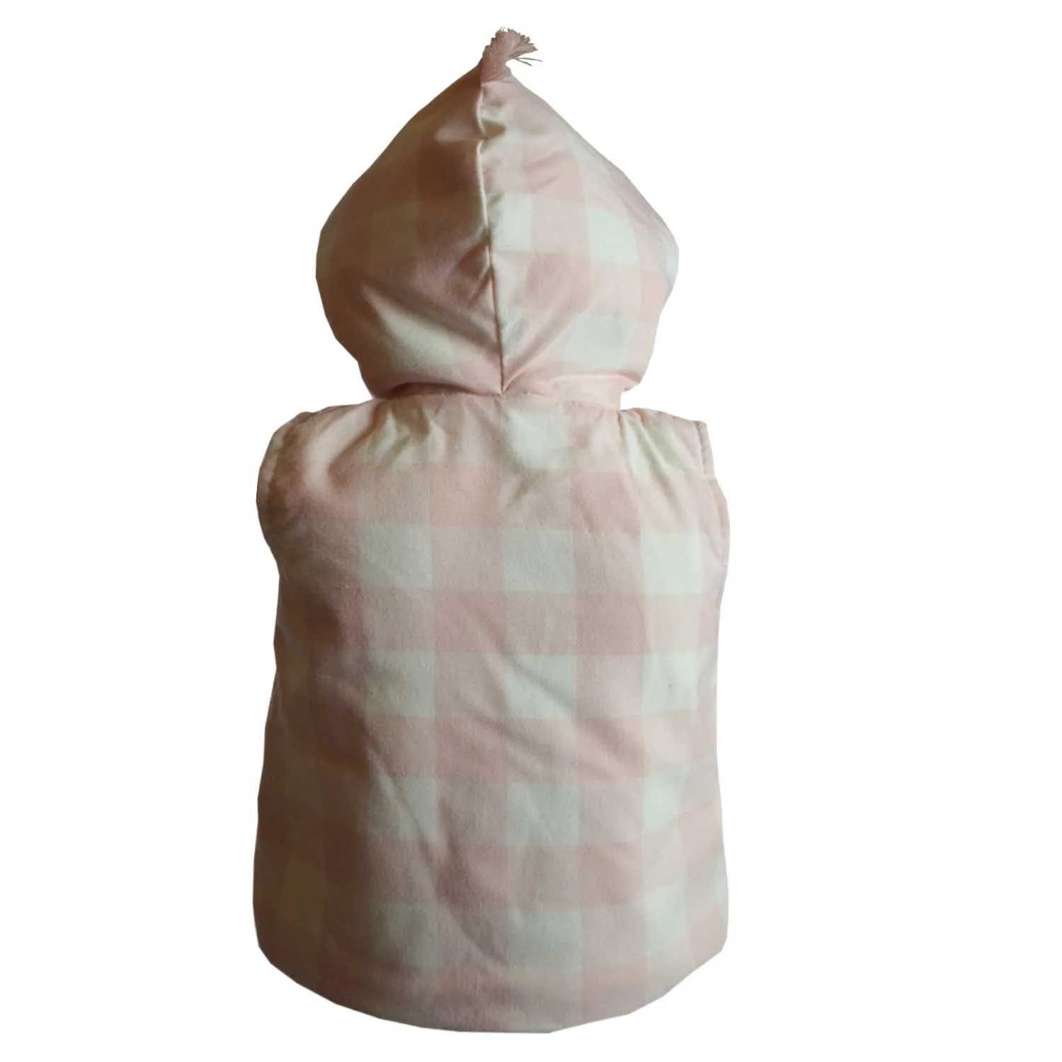 Girls Hooded Gilet | Pink and White Check | Faux Fur Lining | 9-24 Months