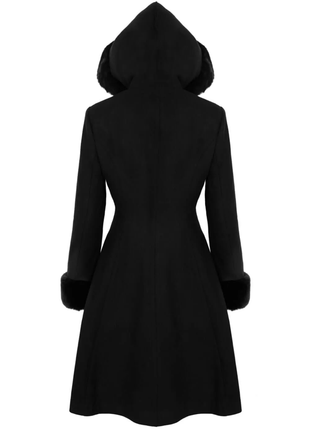 Hell Bunny Batilda Bat Duffel Coat Black