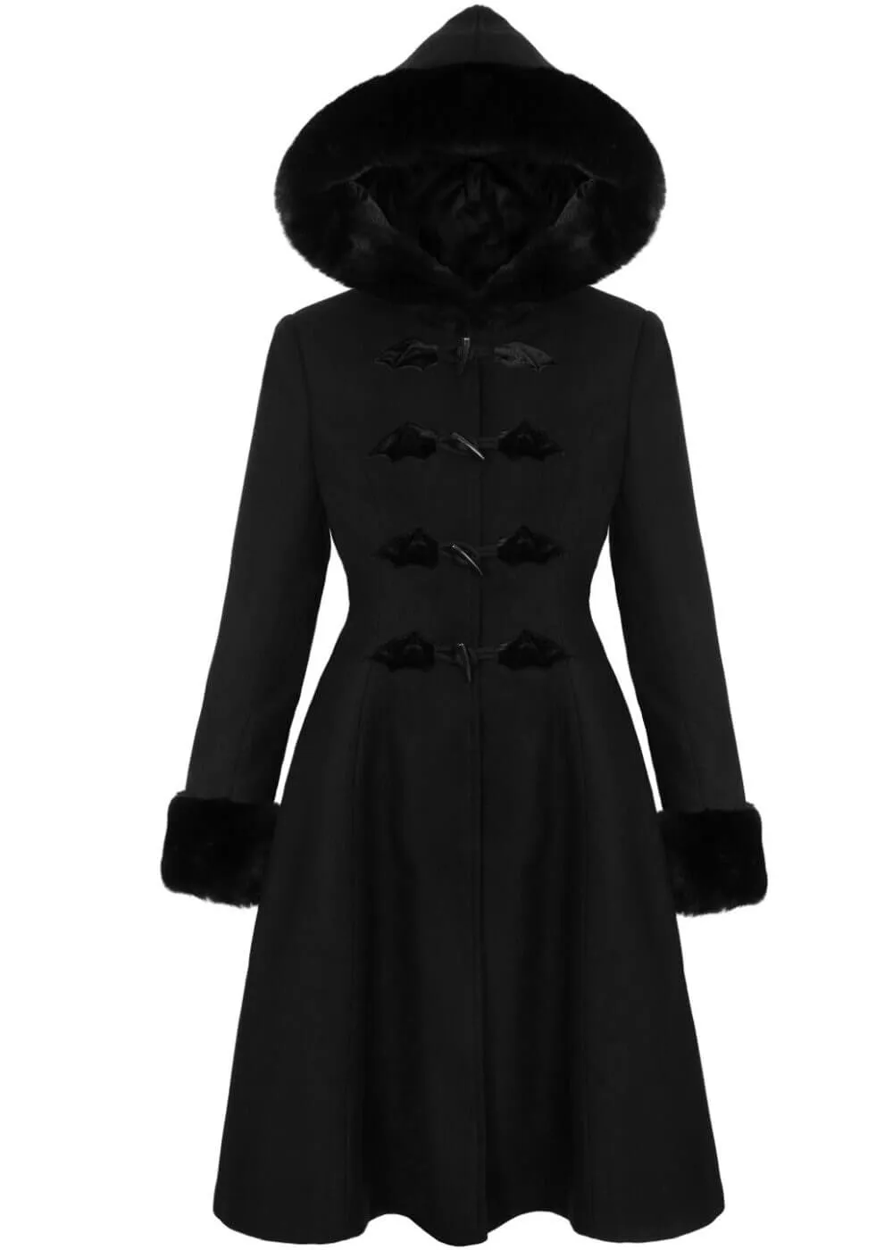 Hell Bunny Batilda Bat Duffel Coat Black