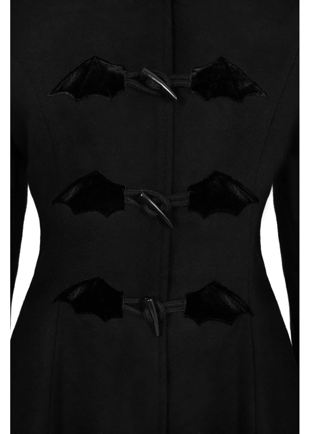 Hell Bunny Batilda Bat Duffel Coat Black