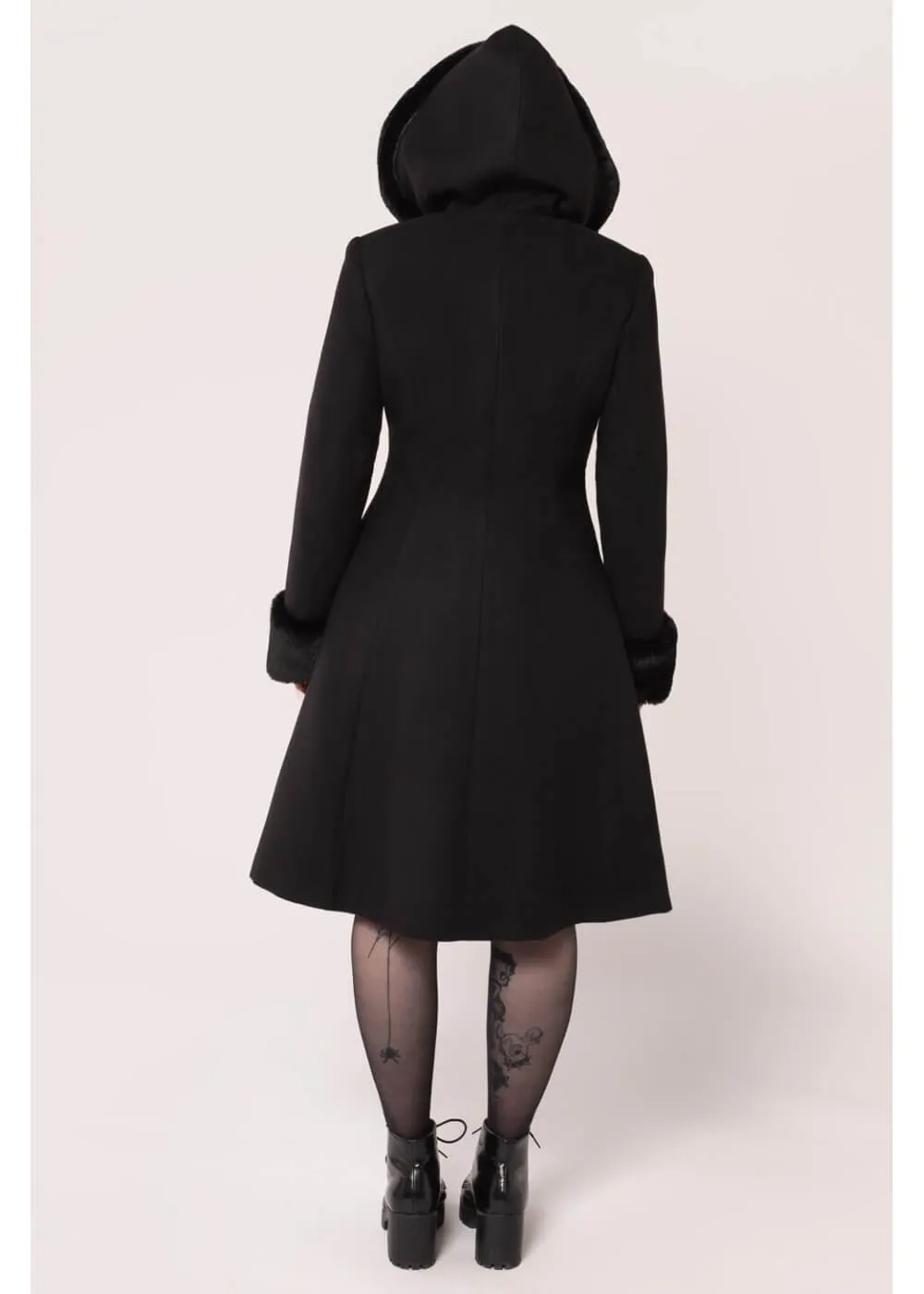 Hell Bunny Batilda Bat Duffel Coat Black