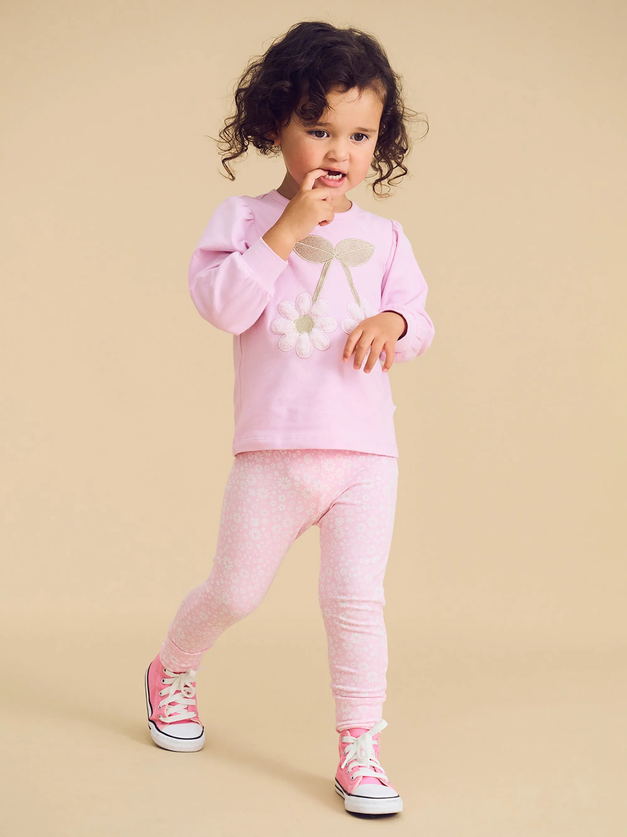 Huxbaby Cherry Daisy Puff Sleeve Top - Lilac Mist