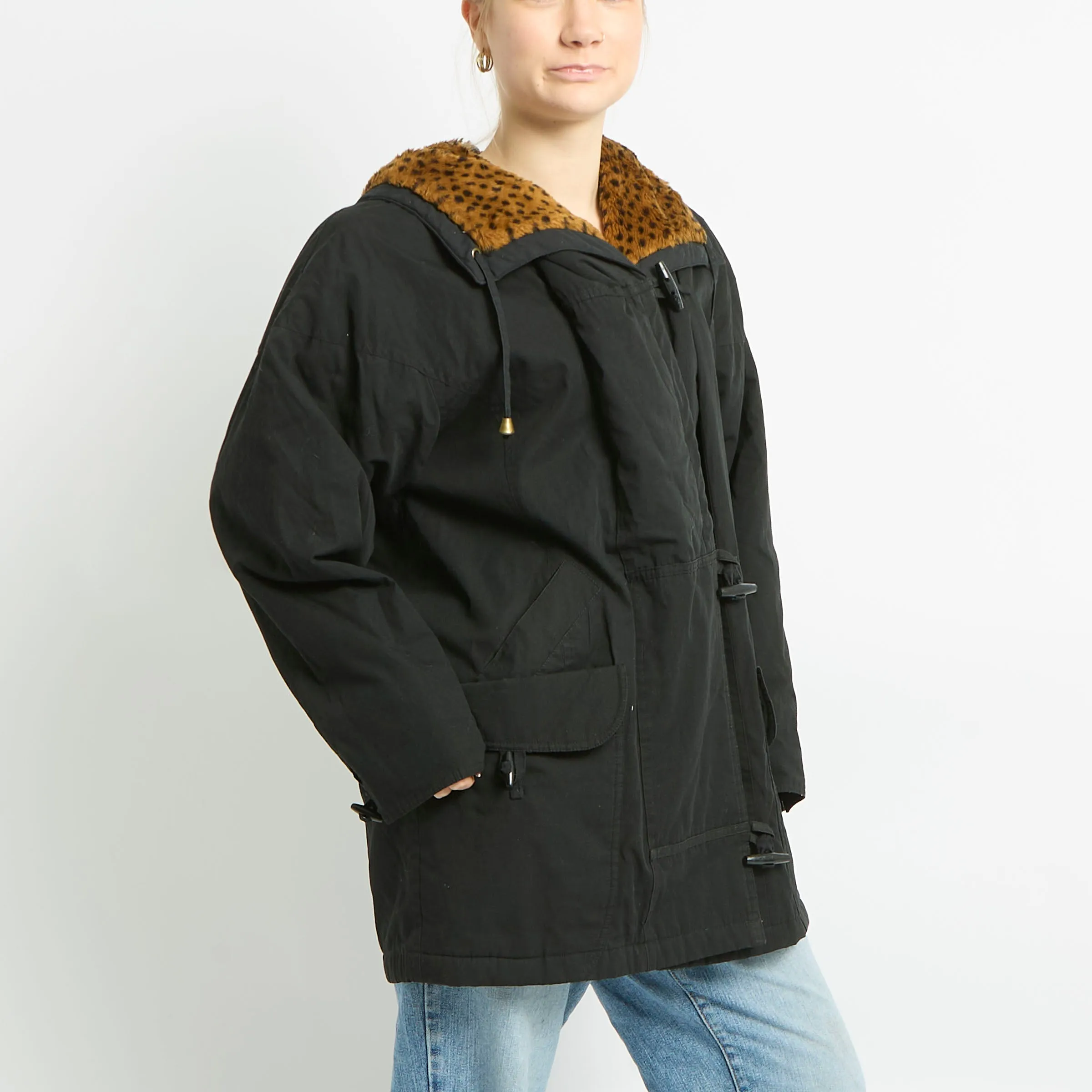 Leopard Lined Duffle Coat - UK 14