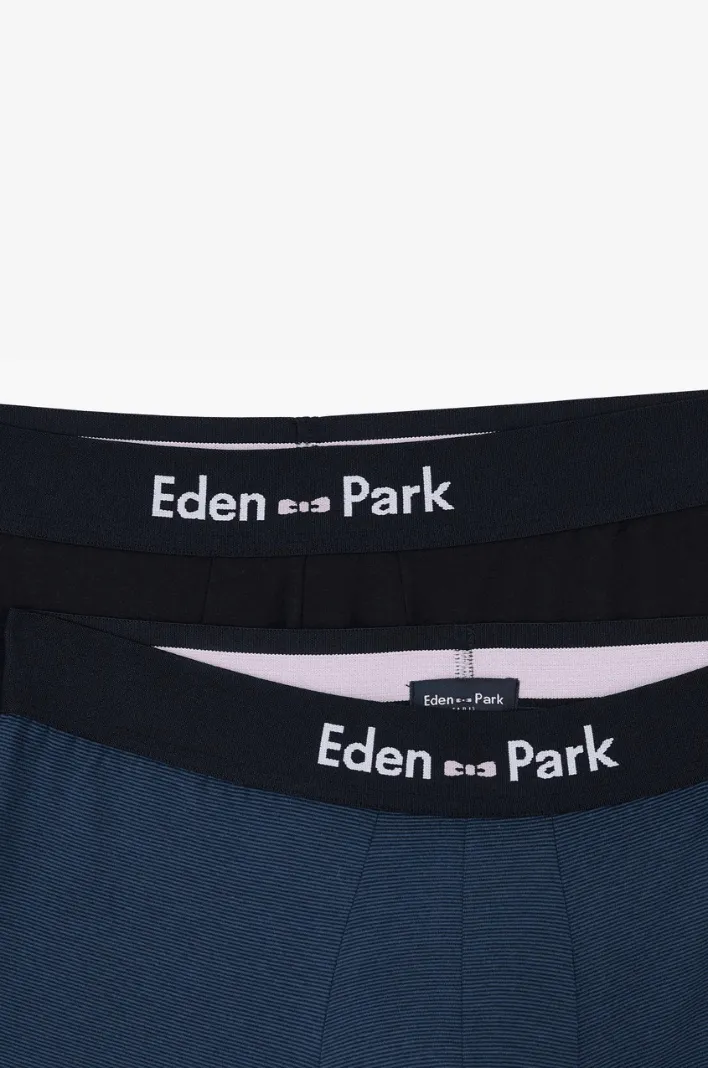 Lot de 2 boxers Eden Park bleu rayé et marine