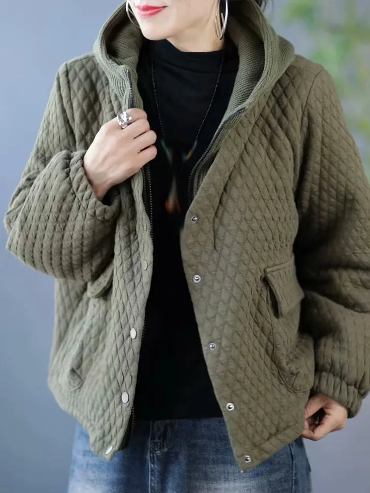 Max LuLu Womens Fashion Winter Quilted Hooded Parkas Warm Vintage Loose Oversized Leisure Jeackets Casual Thicken Luxury Coats
