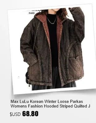 Max LuLu Womens Fashion Winter Quilted Hooded Parkas Warm Vintage Loose Oversized Leisure Jeackets Casual Thicken Luxury Coats