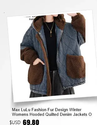 Max LuLu Womens Fashion Winter Quilted Hooded Parkas Warm Vintage Loose Oversized Leisure Jeackets Casual Thicken Luxury Coats