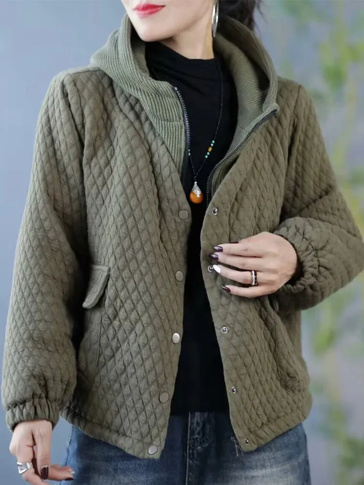 Max LuLu Womens Fashion Winter Quilted Hooded Parkas Warm Vintage Loose Oversized Leisure Jeackets Casual Thicken Luxury Coats
