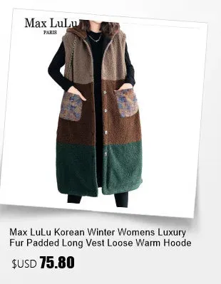Max LuLu Womens Fashion Winter Quilted Hooded Parkas Warm Vintage Loose Oversized Leisure Jeackets Casual Thicken Luxury Coats