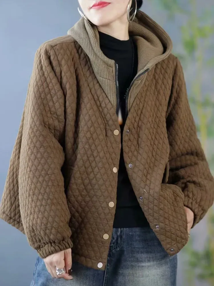 Max LuLu Womens Fashion Winter Quilted Hooded Parkas Warm Vintage Loose Oversized Leisure Jeackets Casual Thicken Luxury Coats