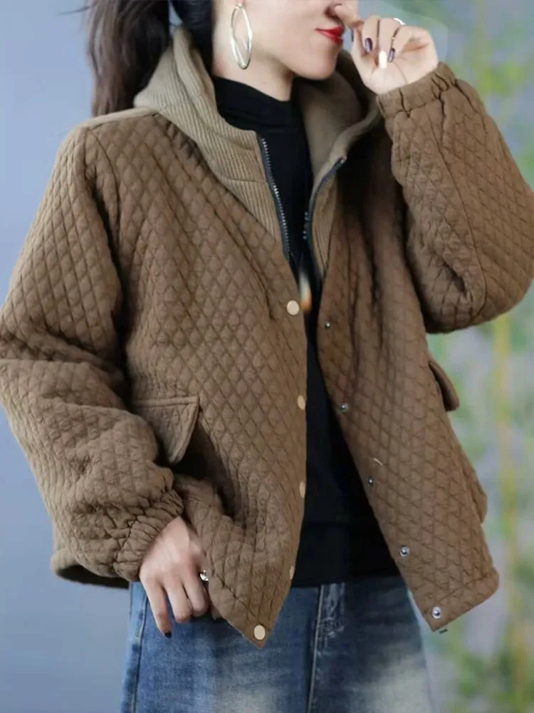 Max LuLu Womens Fashion Winter Quilted Hooded Parkas Warm Vintage Loose Oversized Leisure Jeackets Casual Thicken Luxury Coats