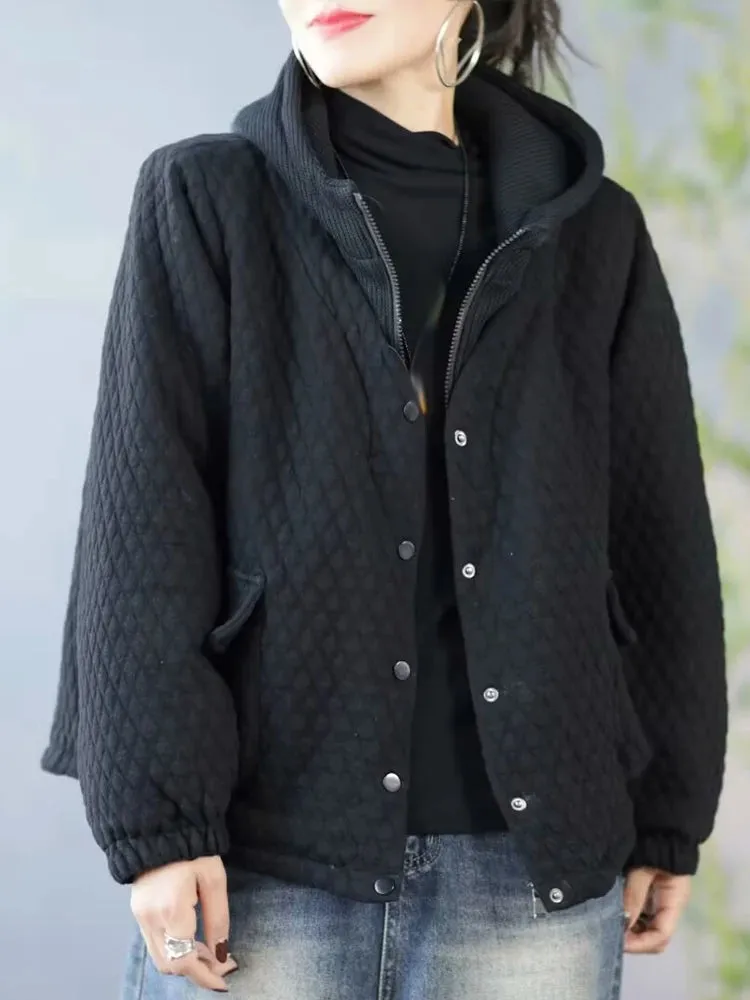 Max LuLu Womens Fashion Winter Quilted Hooded Parkas Warm Vintage Loose Oversized Leisure Jeackets Casual Thicken Luxury Coats