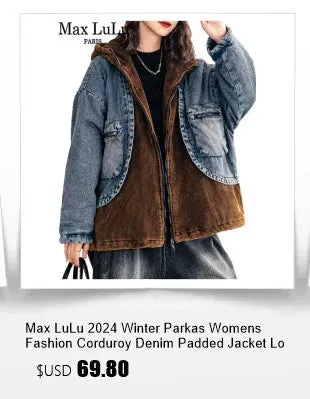 Max LuLu Womens Fashion Winter Quilted Hooded Parkas Warm Vintage Loose Oversized Leisure Jeackets Casual Thicken Luxury Coats