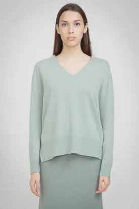 N.21 100% Cashmere Oversized High Low V Neck Light Moss