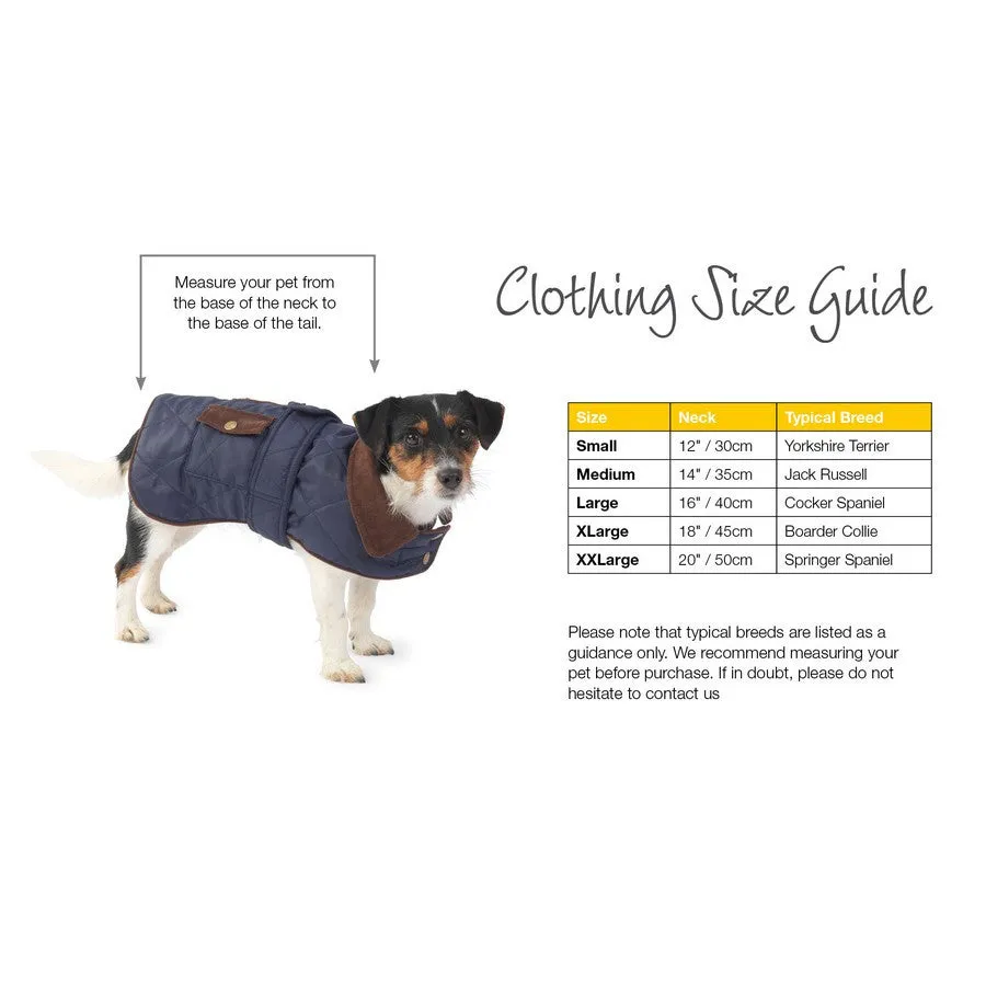 Navy Waterproof Quilted Dog Coat