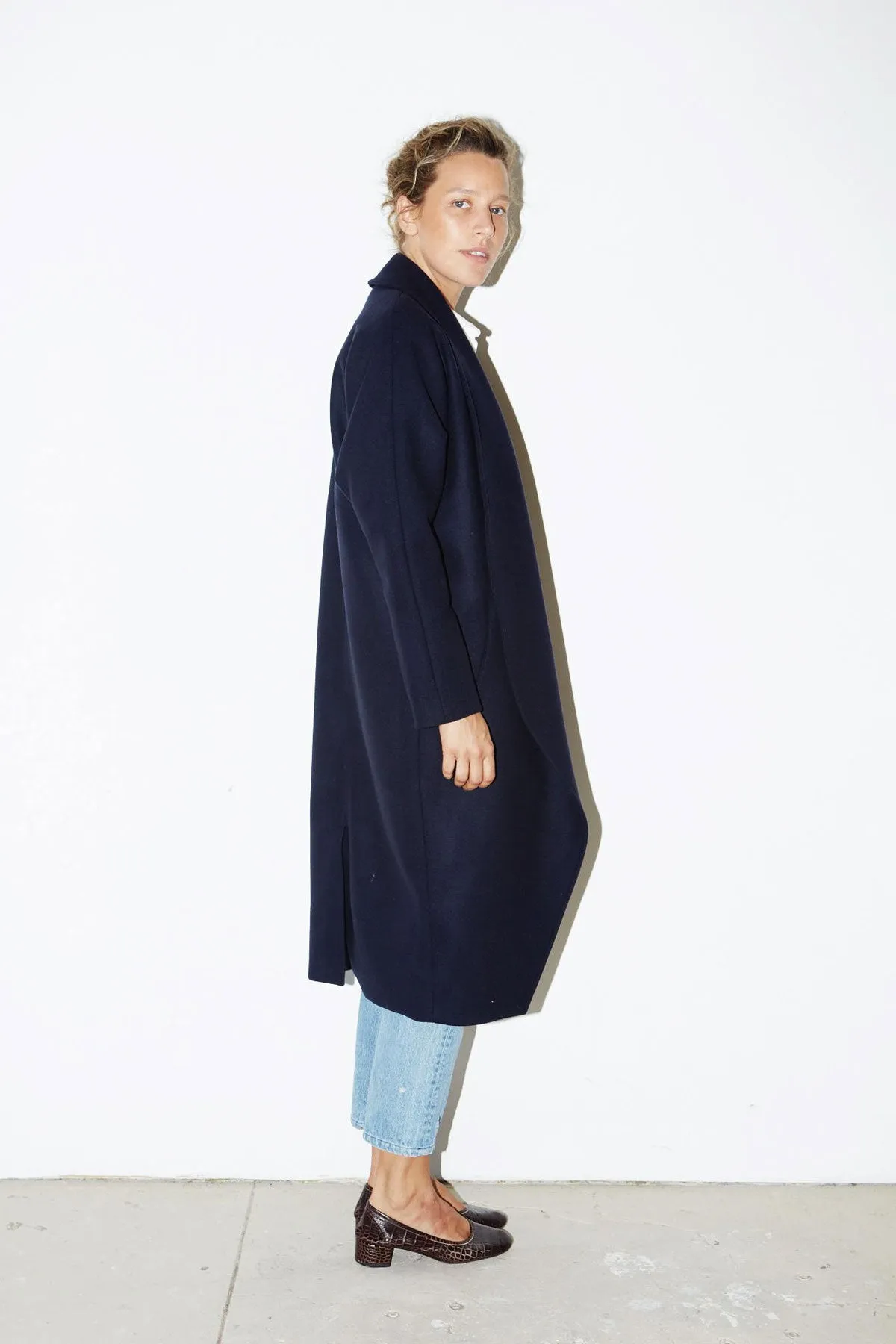 Night Blue Cashmere Wool Escape Coat